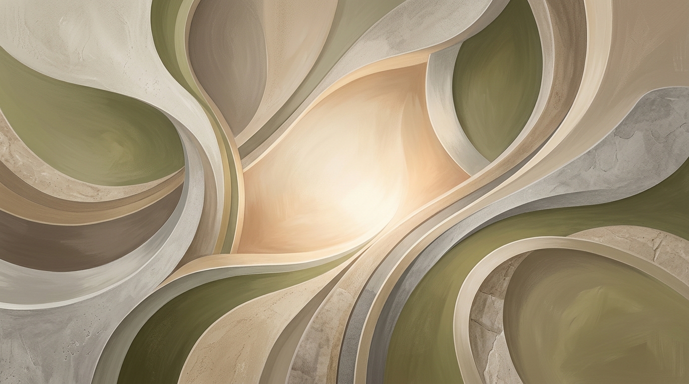 Abstrakte fließende Formen in Olive und Grau als Header für die Kontaktseite